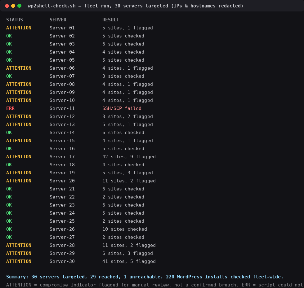 Fleet-wide server checker results